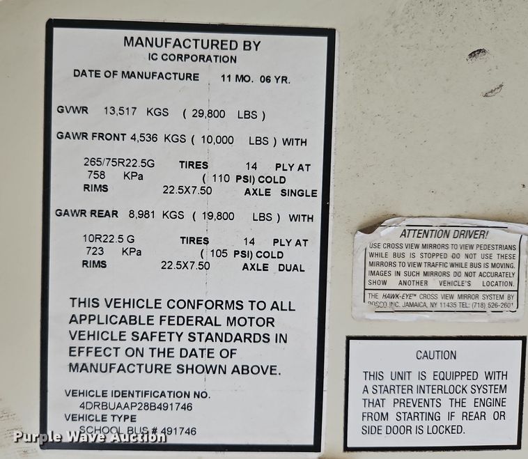 image for item DP2370 2008 IC PB105  school bus