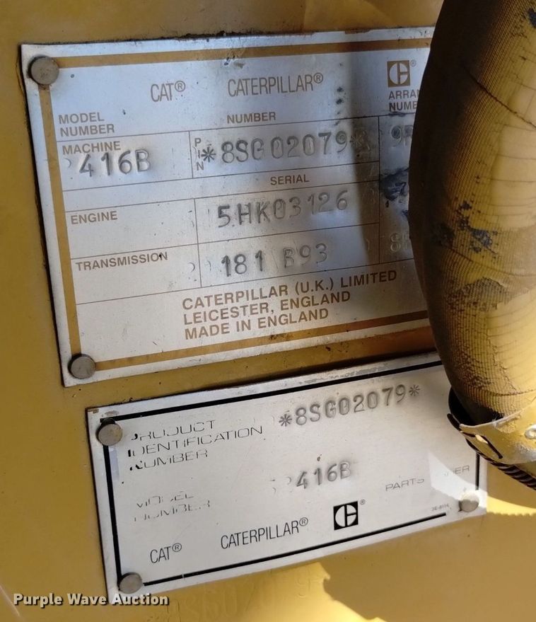 image for item DP3386 1993 Caterpillar 416B backhoe