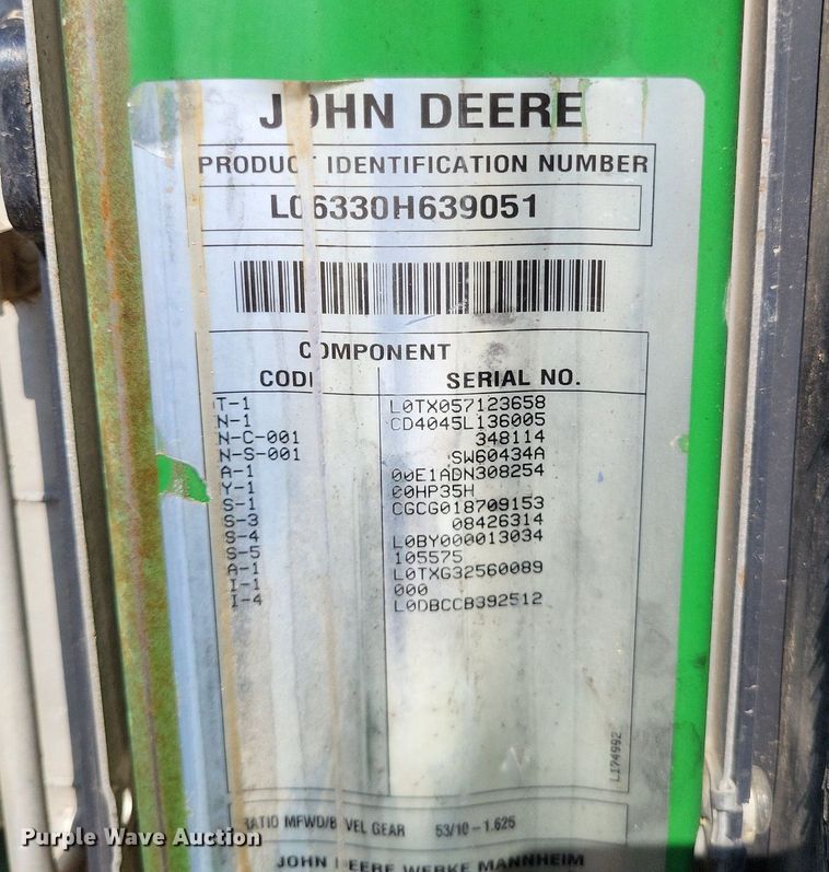 image for item DP5244 2010 John Deere 6330  MFWD tractor