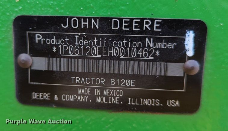 image for item DR6996 2017 John Deere 6120E  MFWD tractor