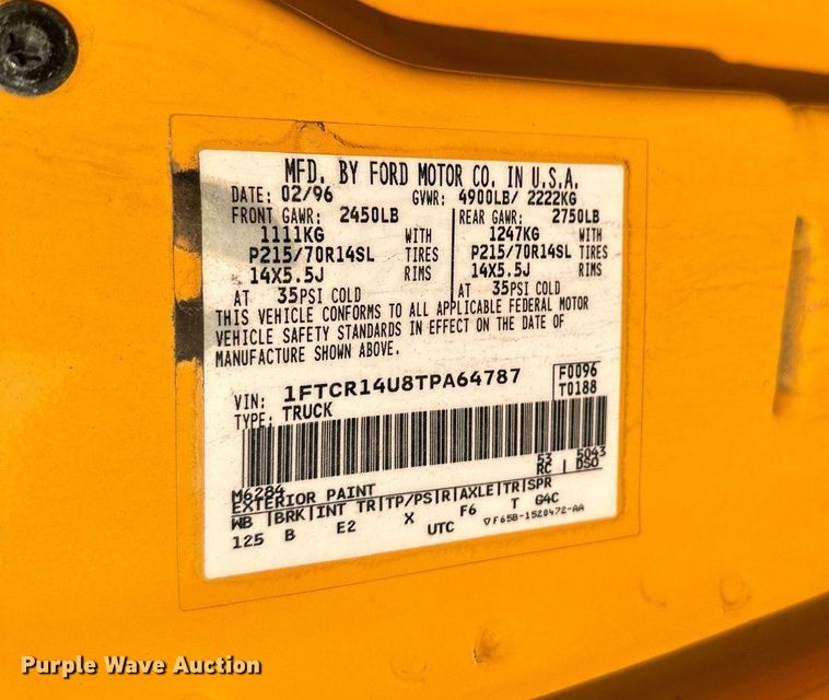 image for item DS2240 1996 Ford Ranger  pickup truck