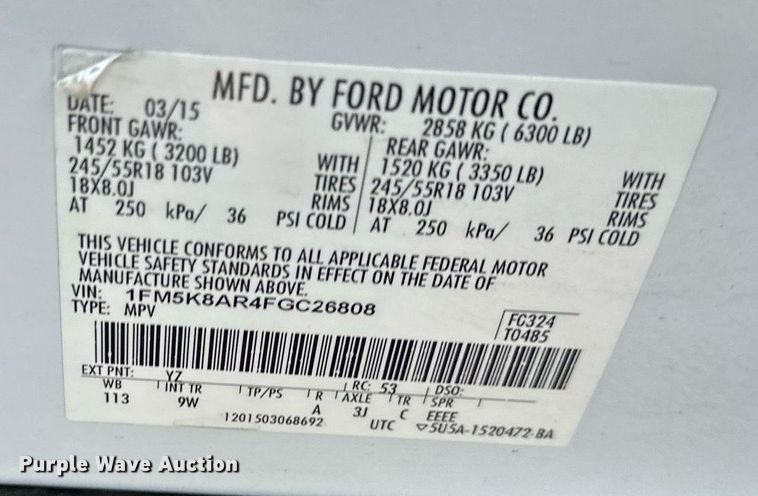 image for item DS2261 2015 Ford Explorer Police Interceptor  SUV