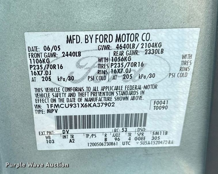 image for item DS2289 2006 Ford Escape  SUV