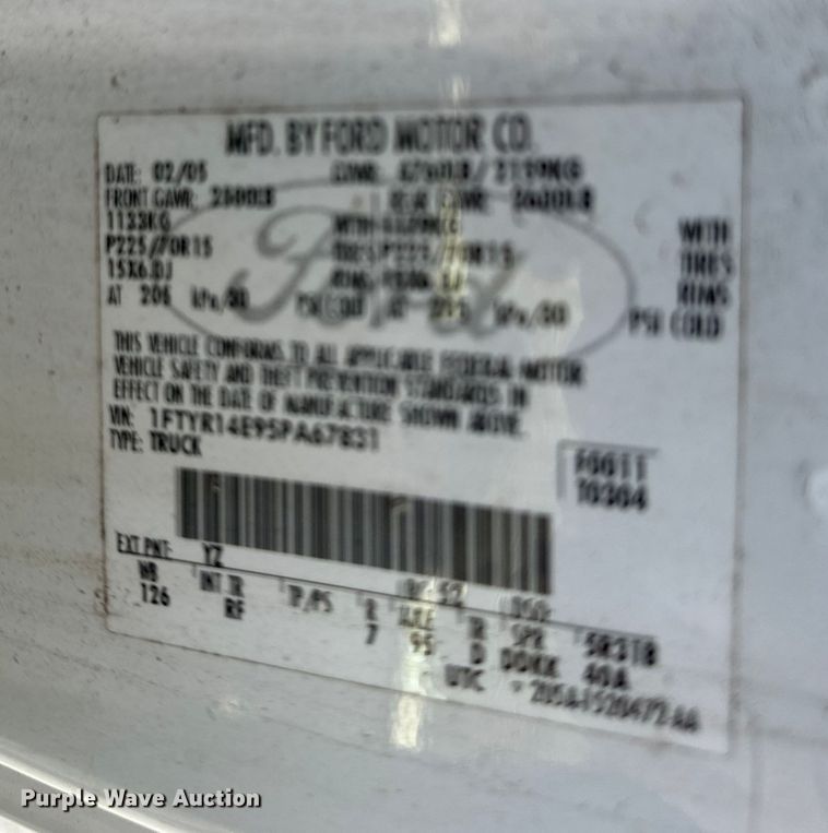 image for item GH9282 2005 Ford Ranger  SuperCab pickup truck