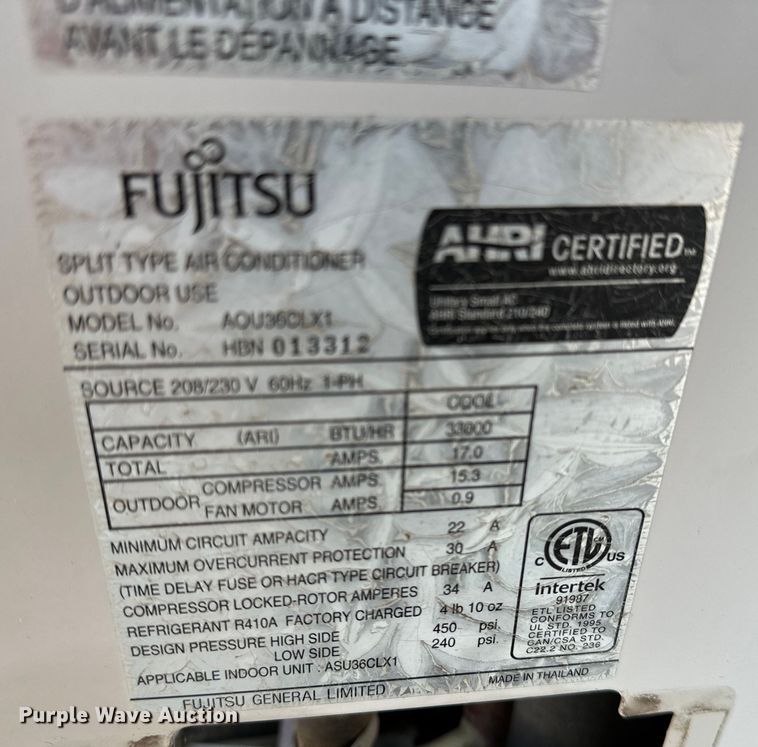 image for item GH9298 Fujitsu AOU36CLX1  AC system