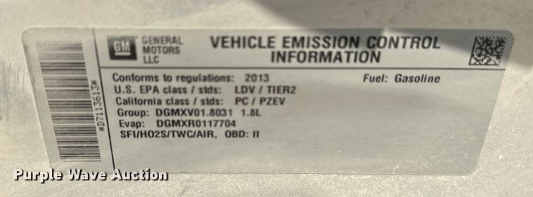 image for item HN9967 2013 Chevrolet Cruze