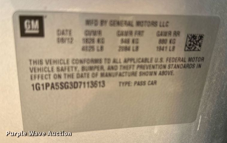 image for item HN9967 2013 Chevrolet Cruze