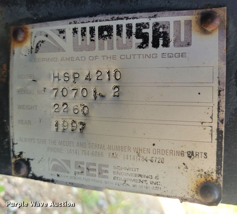 image for item KS9265 1997 Wausau HSP4210  10'W snow plow