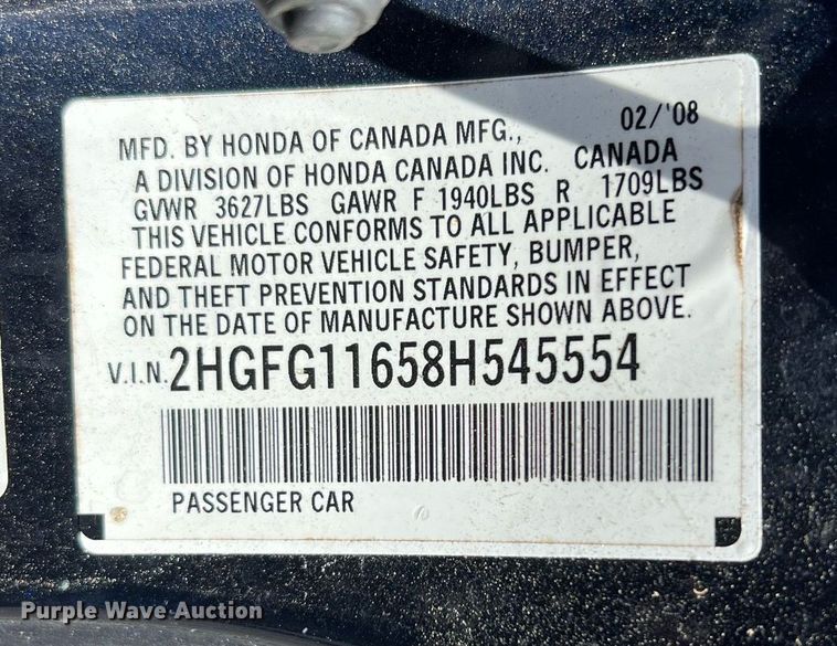 image for item LF9392 2008 Honda Civic