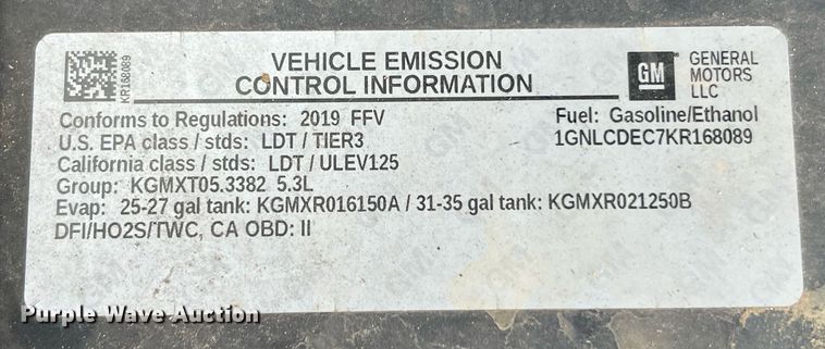 image for item LF9393 2019 Chevrolet Tahoe Police  SUV