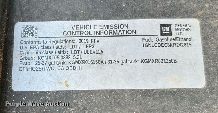 image for item LF9394 2019 Chevrolet Tahoe Police  SUV