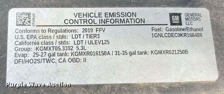 image for item LF9396 2019 Chevrolet Tahoe Police  SUV