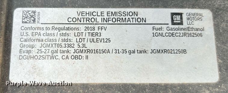 image for item LF9397 2018 Chevrolet Tahoe Police  SUV