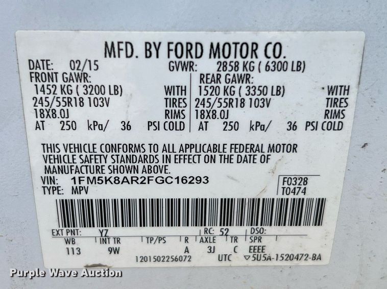 image for item LF9398 2015 Ford Explorer Police Interceptor  SUV