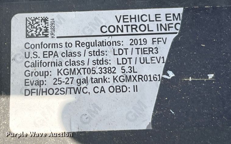 image for item LF9400 2019 Chevrolet Tahoe Police  SUV