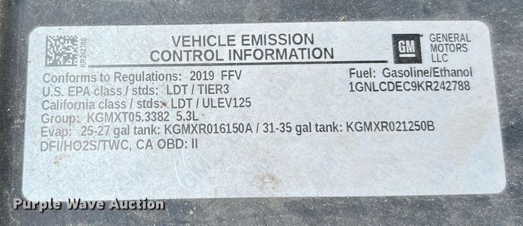 image for item LF9404 2019 Chevrolet Tahoe Police  SUV