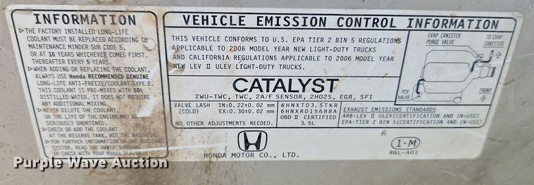 image for item LM9126 2006 Honda Odyssey  van