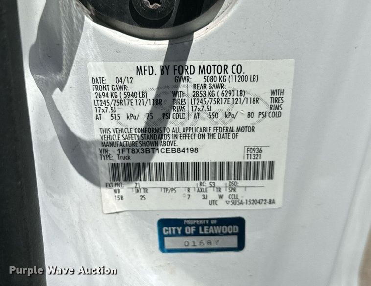 image for item LQ9013 2012 Ford F350 Super Duty  SuperCab pickup truck