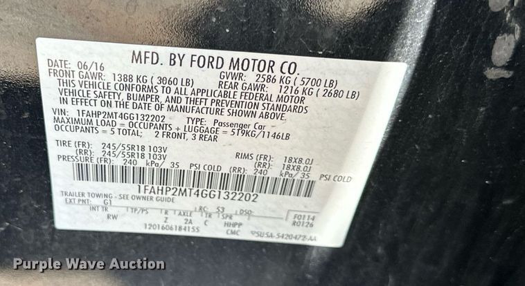 image for item LQ9014 2016 Ford Taurus Police Interceptor