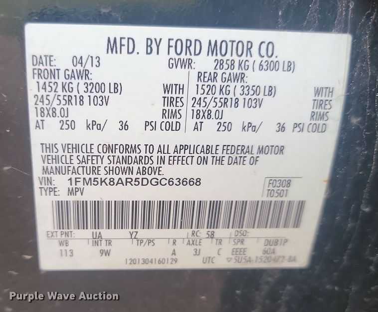 image for item LQ9115 2013 Ford Explorer Police Interceptor  SUV