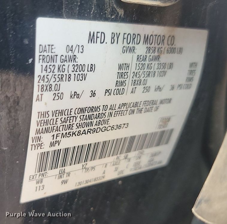 image for item LQ9122 2013 Ford Explorer Police Interceptor  SUV