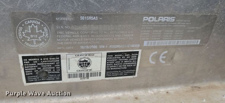 image for item LQ9127 2001 Polaris 500  snowmobile
