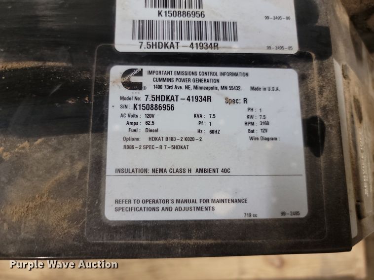 image for item LQ9144 Cummins Onan Commercial QD  generator