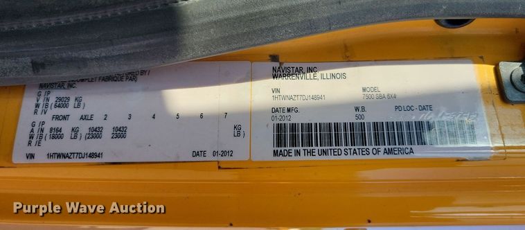 image for item LQ9145 2013 International WorkStar 7500  dump truck