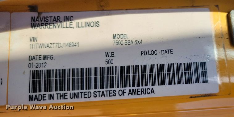 image for item LQ9145 2013 International WorkStar 7500  dump truck