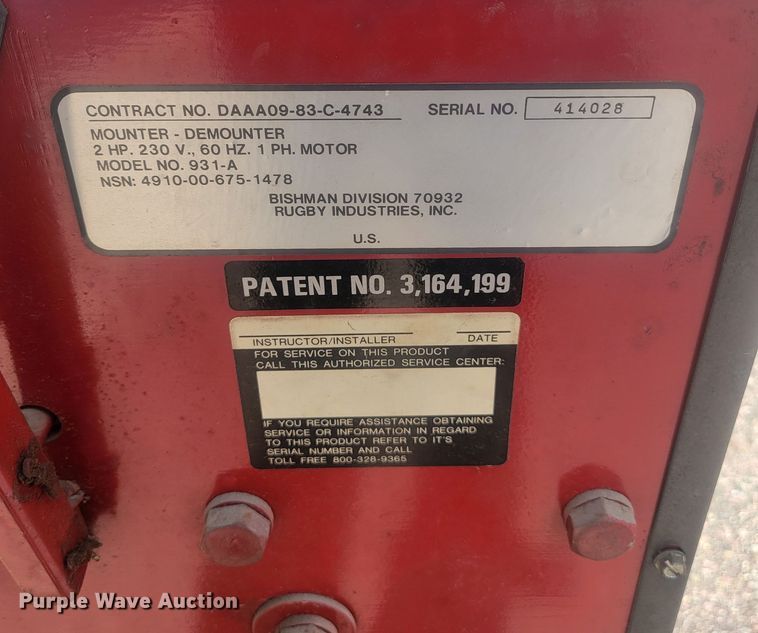 image for item LQ9268 Bushman 931A  tire machine