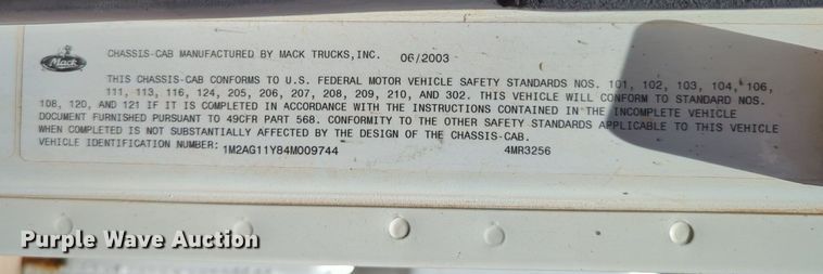image for item LY9307 2004 Mack CV713 Granite  dump truck