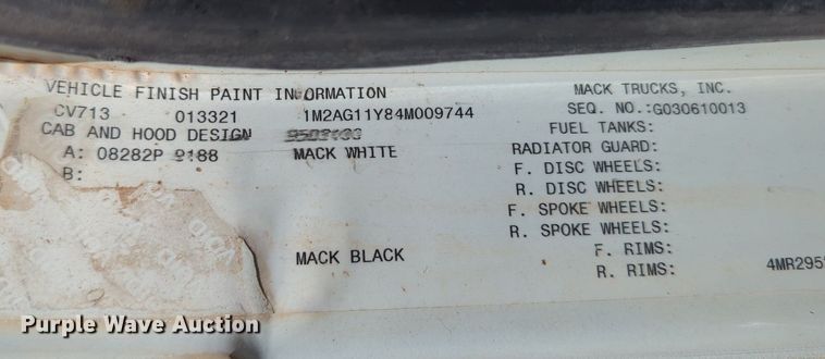 image for item LY9307 2004 Mack CV713 Granite  dump truck