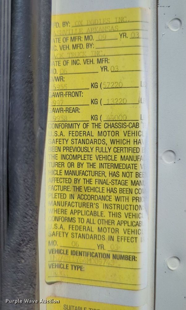 image for item LY9308 2004 Mack CV713 Granite  dump truck