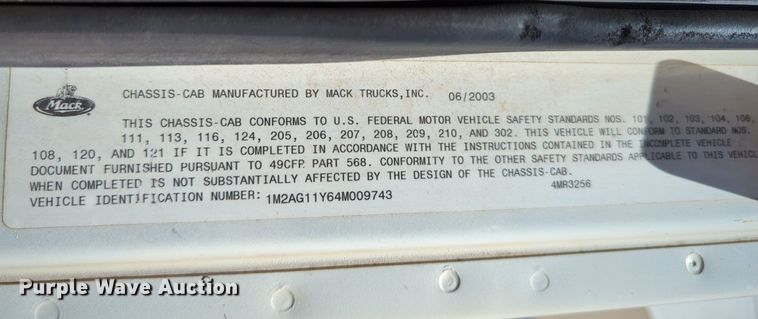 image for item LY9308 2004 Mack CV713 Granite  dump truck