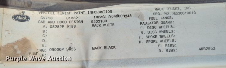 image for item LY9308 2004 Mack CV713 Granite  dump truck