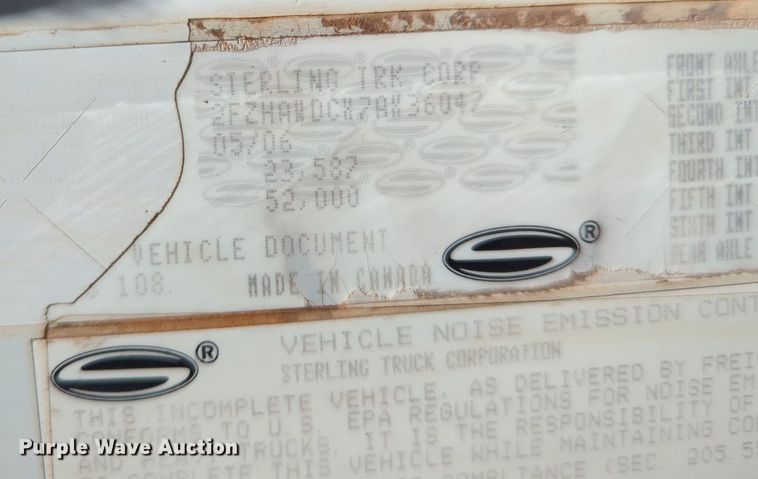 image for item LY9310 2007 Sterling LT8500  dump truck