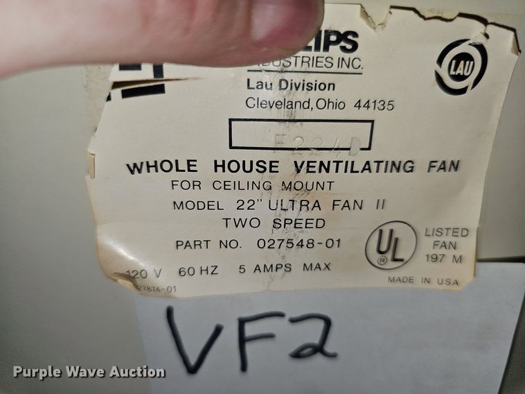 image for item ME9018 (2) Philips Ultra Fan II 22" exhaust fans