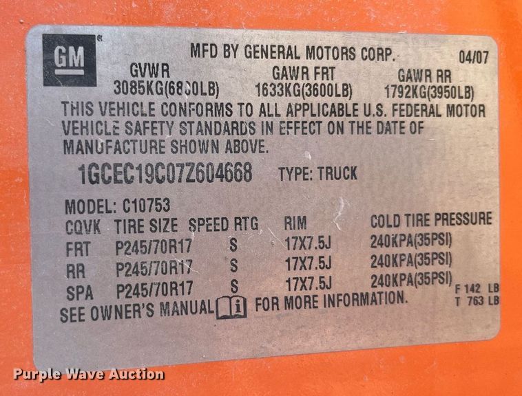 image for item MG9434 2007 Chevrolet Silverado 1500  Ext. Cab pickup truck