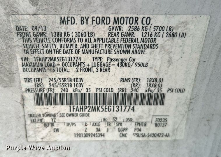 image for item MG9988 2014 Ford Taurus Police Interceptor