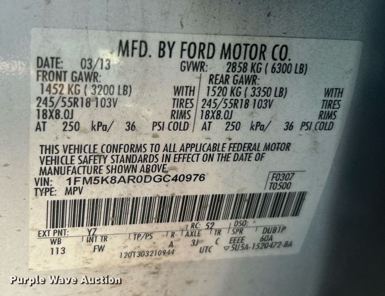 image for item MG9989 2013 Ford Explorer Police Interceptor  SUV