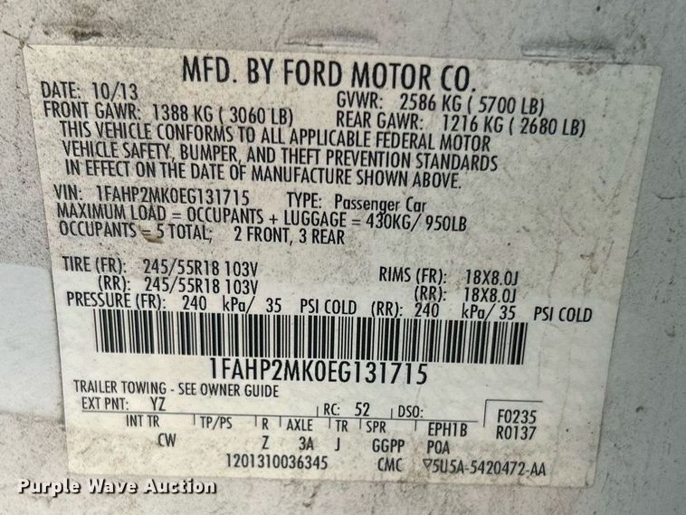 image for item MG9992 2014 Ford Taurus Police Interceptor