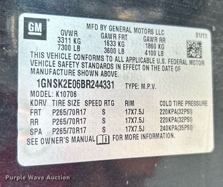 image for item MG9993 2011 Chevrolet Tahoe Police  SUV