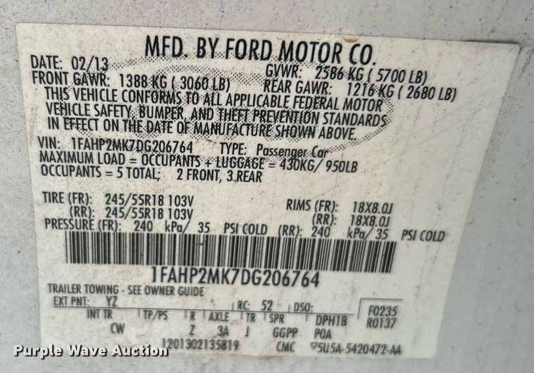 image for item MH9004 2013 Ford Taurus Police Interceptor