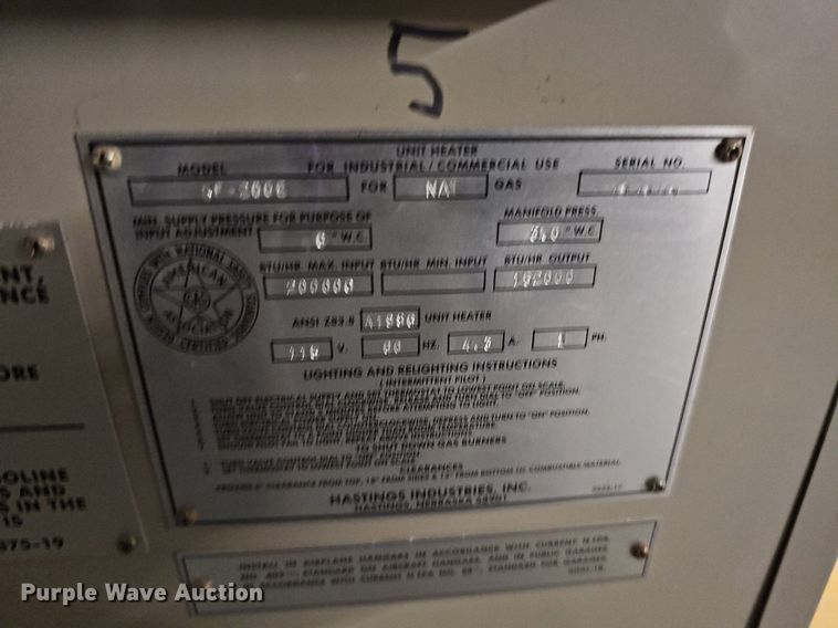 image for item MH9300 (2) Hastings furnaces