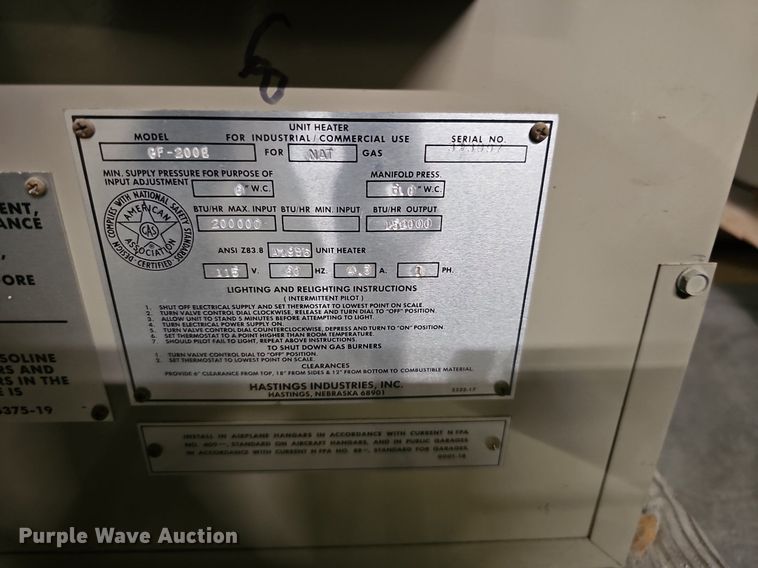 image for item MH9300 (2) Hastings furnaces