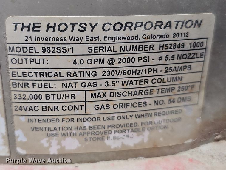 image for item MH9302 Hotsy 982SS/1  hot pressure washer