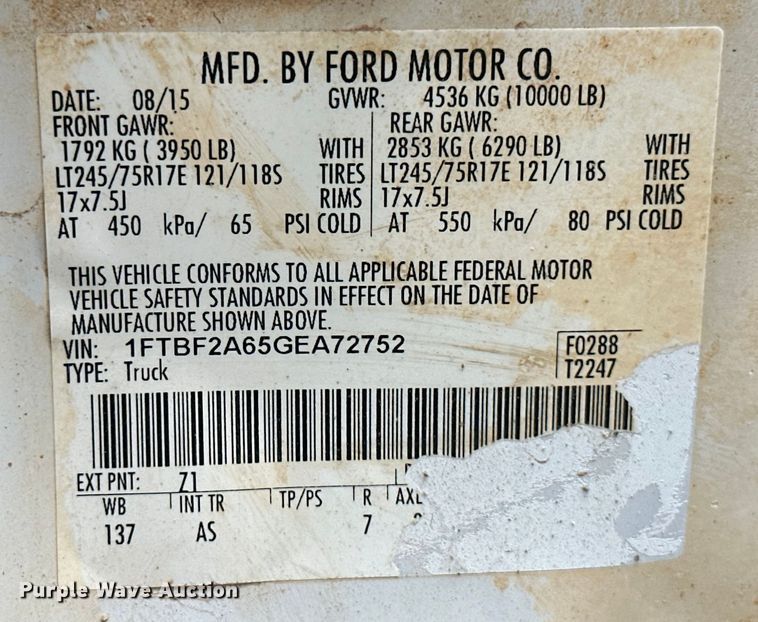 image for item ML9149 2016  Ford F250 Super Duty  pickup truck