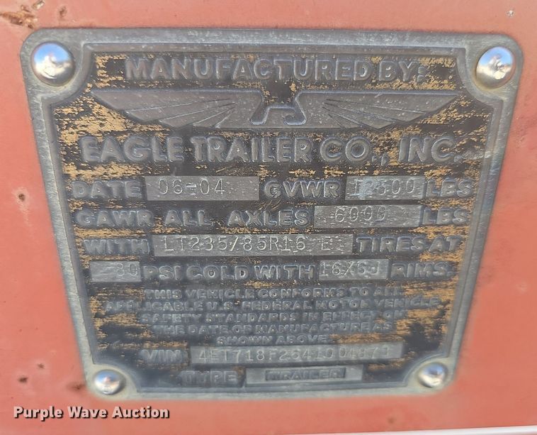 image for item MP9326 2004 Eagle  utility trailer