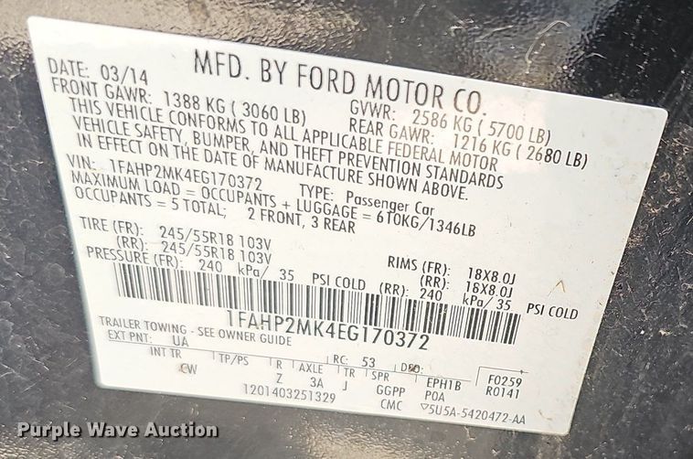 image for item MP9397 2014 Ford Taurus Police Interceptor