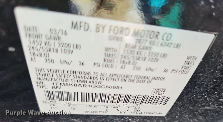 image for item MP9398 2016 Ford Explorer Police Interceptor  SUV